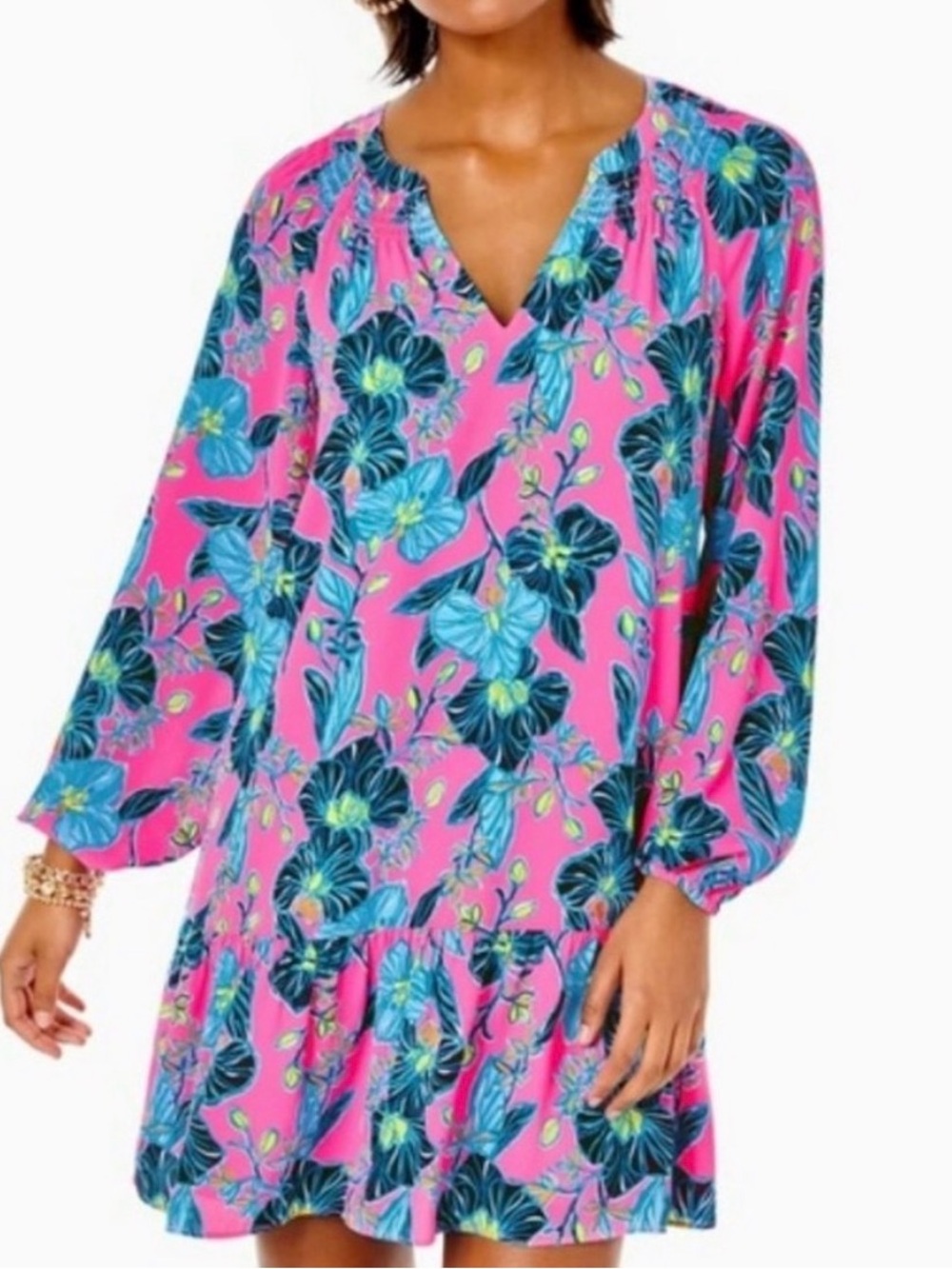 Lilly Pulitzer | Lucee Long Sleeve Dress In Pink Isle Blooming For You Print